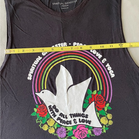 Spiritual Gangster Do All Things With Peace And Love Dove Tank Sz M Black - Picture 4 of 8